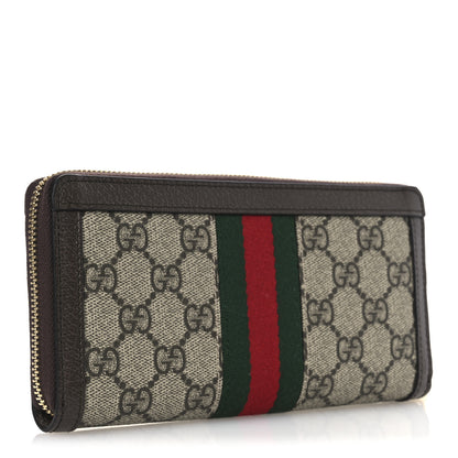 Gucci GG Supreme Monogram Web Ophidia Zip Around Wallet Brown 3 of 8