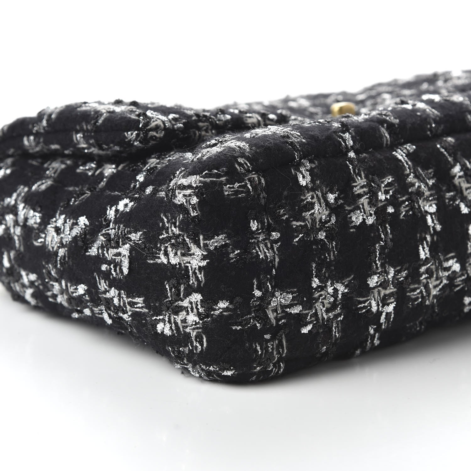 Chanel Tweed Quilted Large 19 Flap Black Ecru White 6 of 10