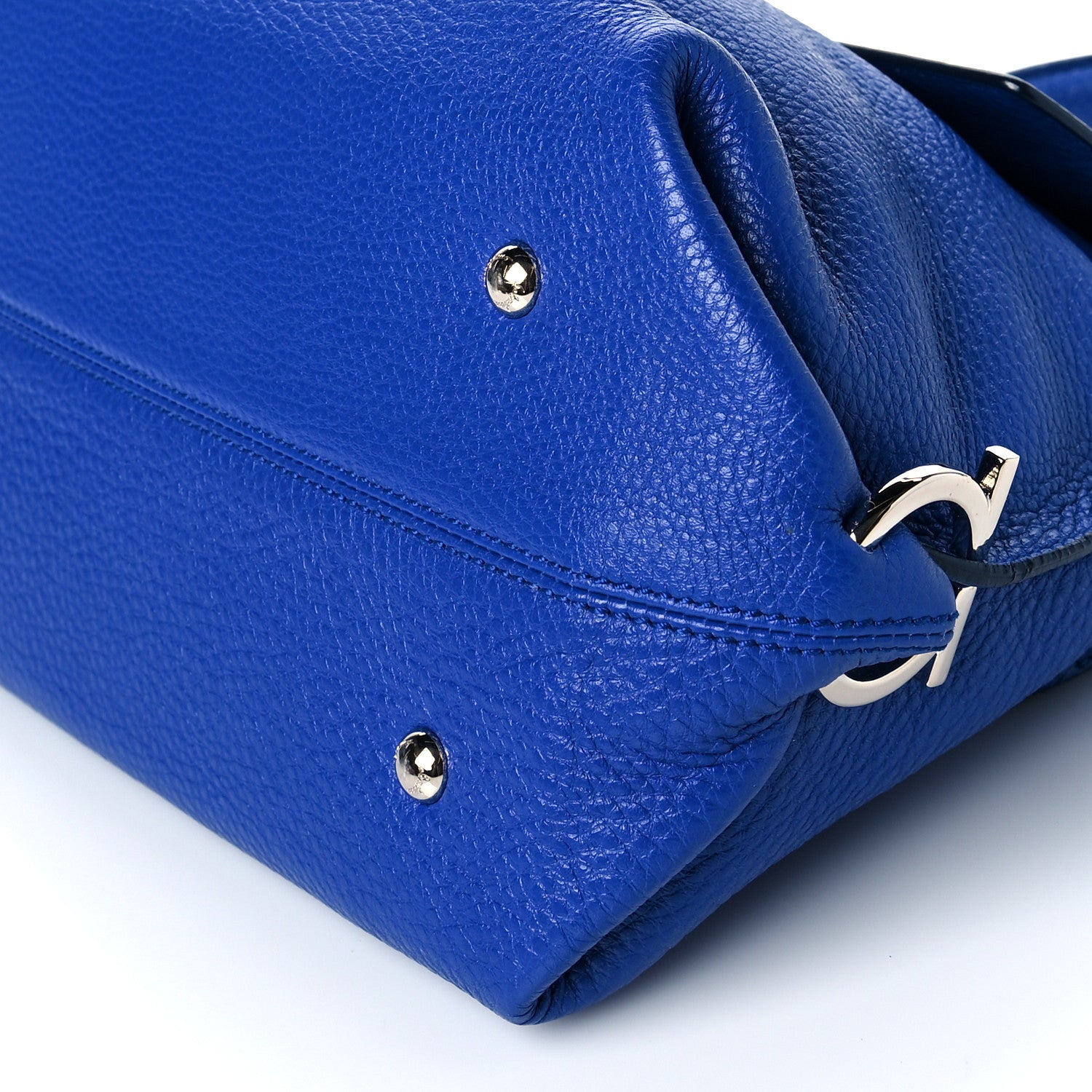 Salvatore Ferragamo Grained Calfskin Sofia Satchel Blue 10 of 10