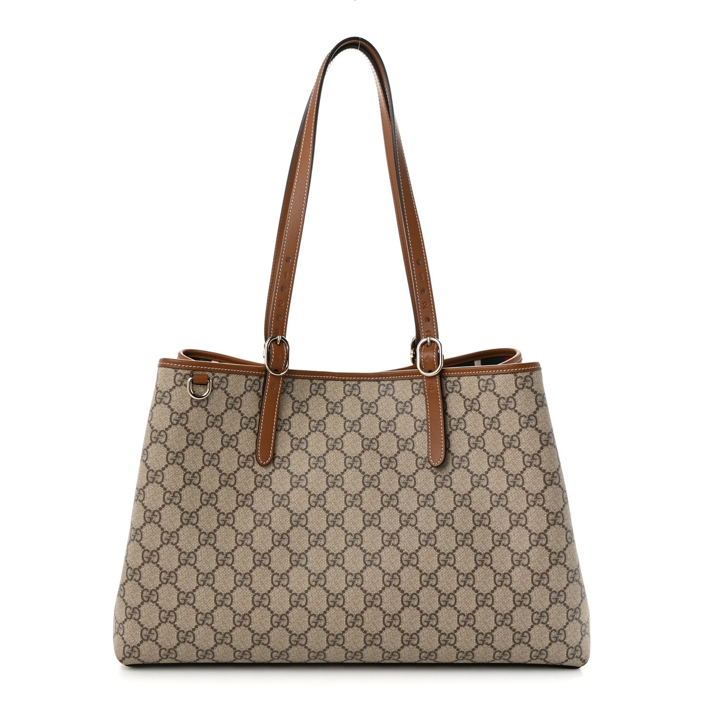 GG Supreme Monogram Emblem Large Tote Bag Beige Dark Brown