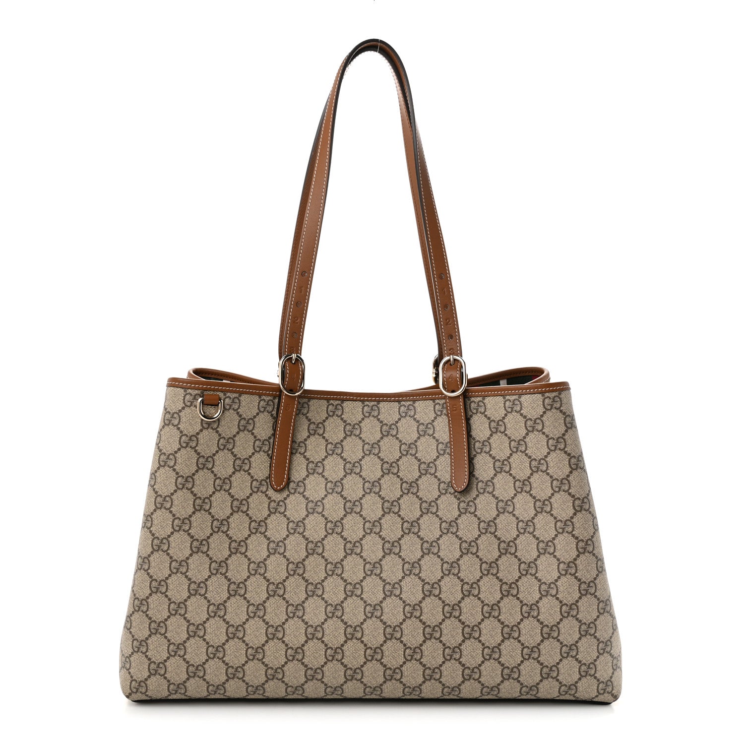 Gucci GG Supreme Monogram Emblem Large Tote Bag Beige Dark Brown 1 of 10