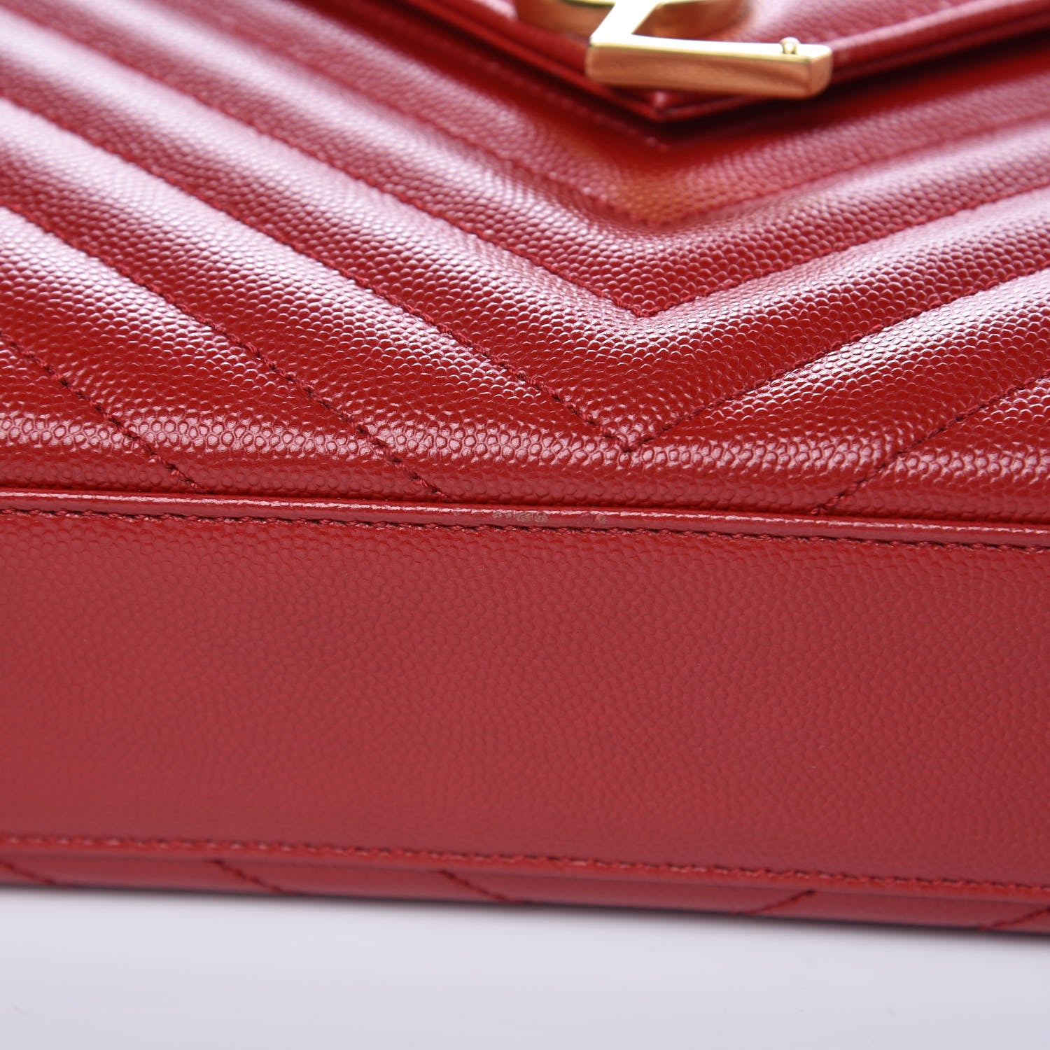 Saint Laurent Grain De Poudre Matelasse Chevron Large Monogram Satchel Lipstick Red 10 of 13