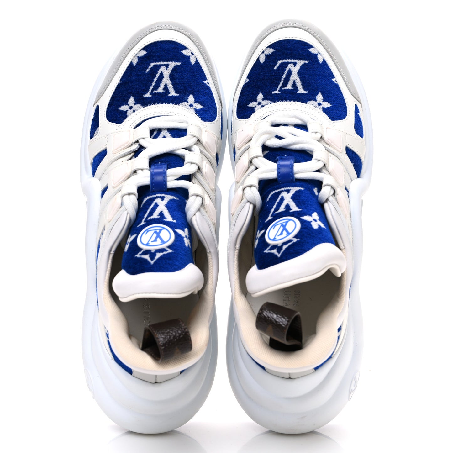 Jacquard Velvet Monogram LV Archlight Sneakers 37.5 White Blue