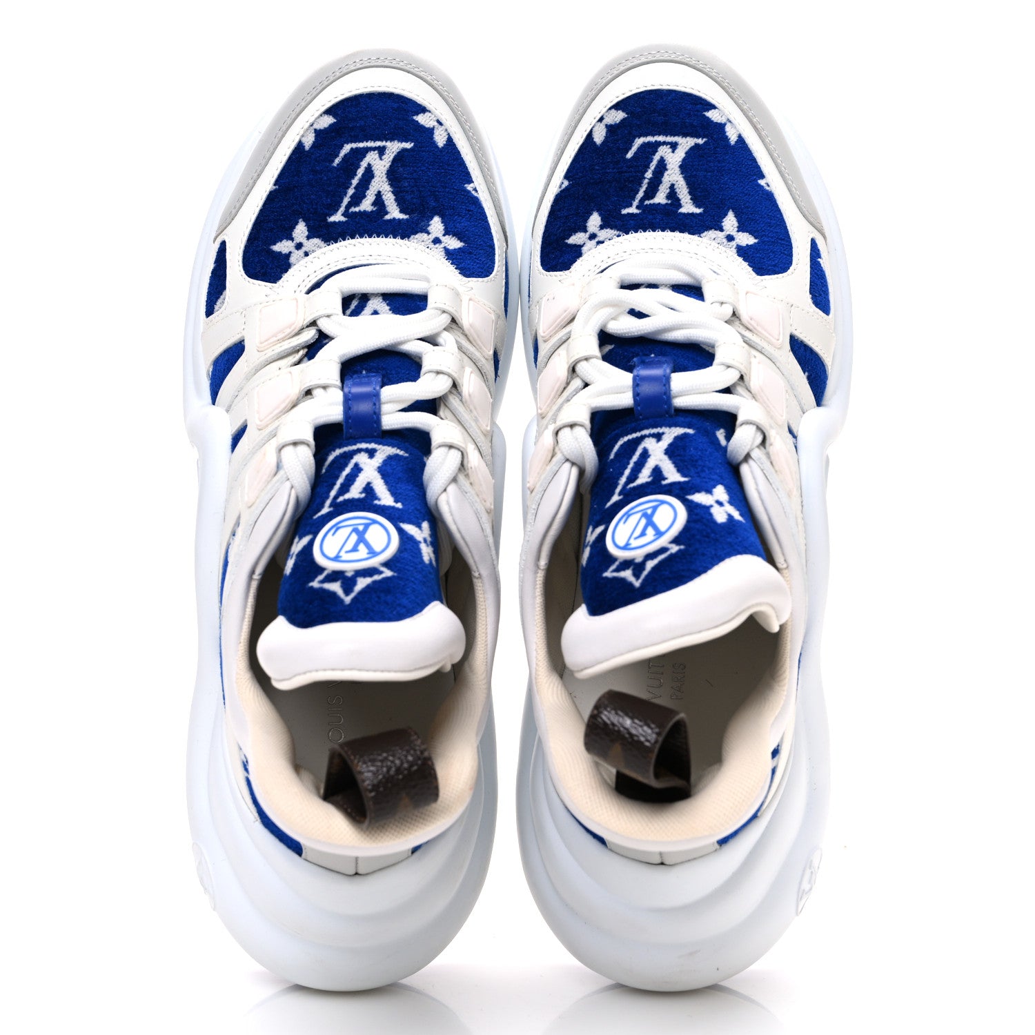 Louis Vuitton Jacquard Velvet Monogram LV Archlight Sneakers 37.5 White Blue 2 of 13