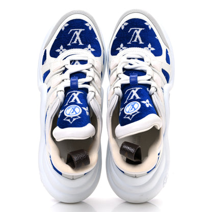 Louis Vuitton Jacquard Velvet Monogram LV Archlight Sneakers 37.5 White Blue 2 of 13