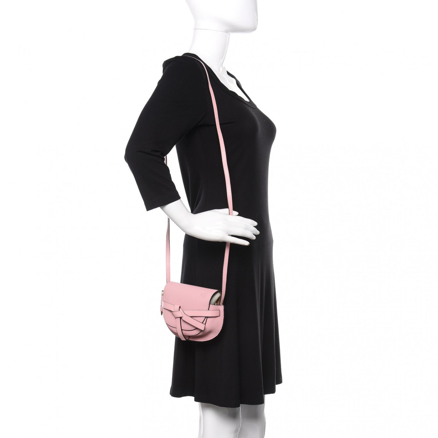 Grained Calfskin Mini Gate Crossbody Bag Pastel Pink