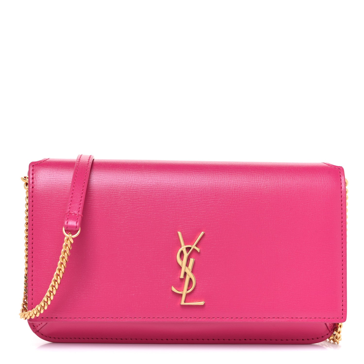 Saint Laurent Smooth Calfskin Monogram Phone Holder Crossbody Fuchsia Couture 1 of 7