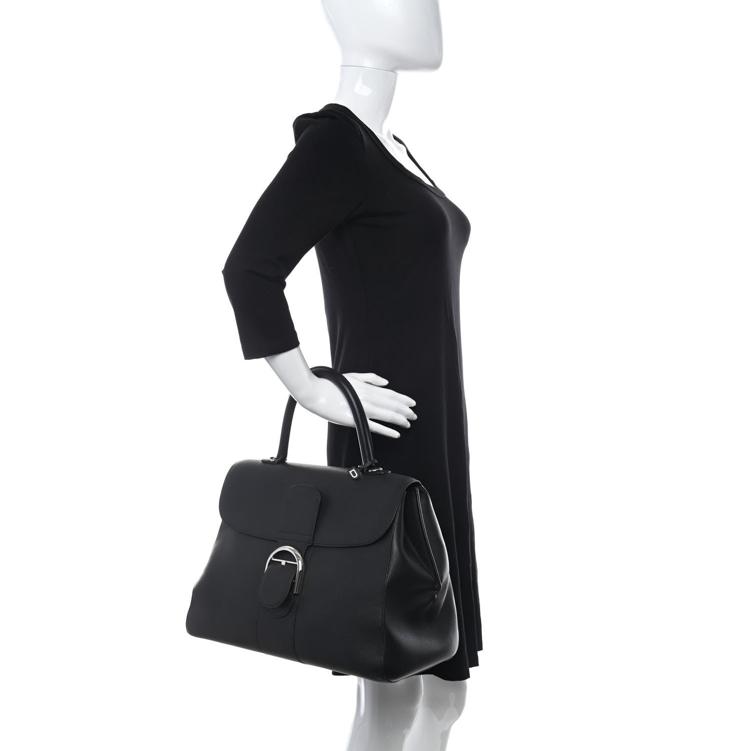 Delvaux Grained Calfskin GM Brillant Satchel Black 2 of 15