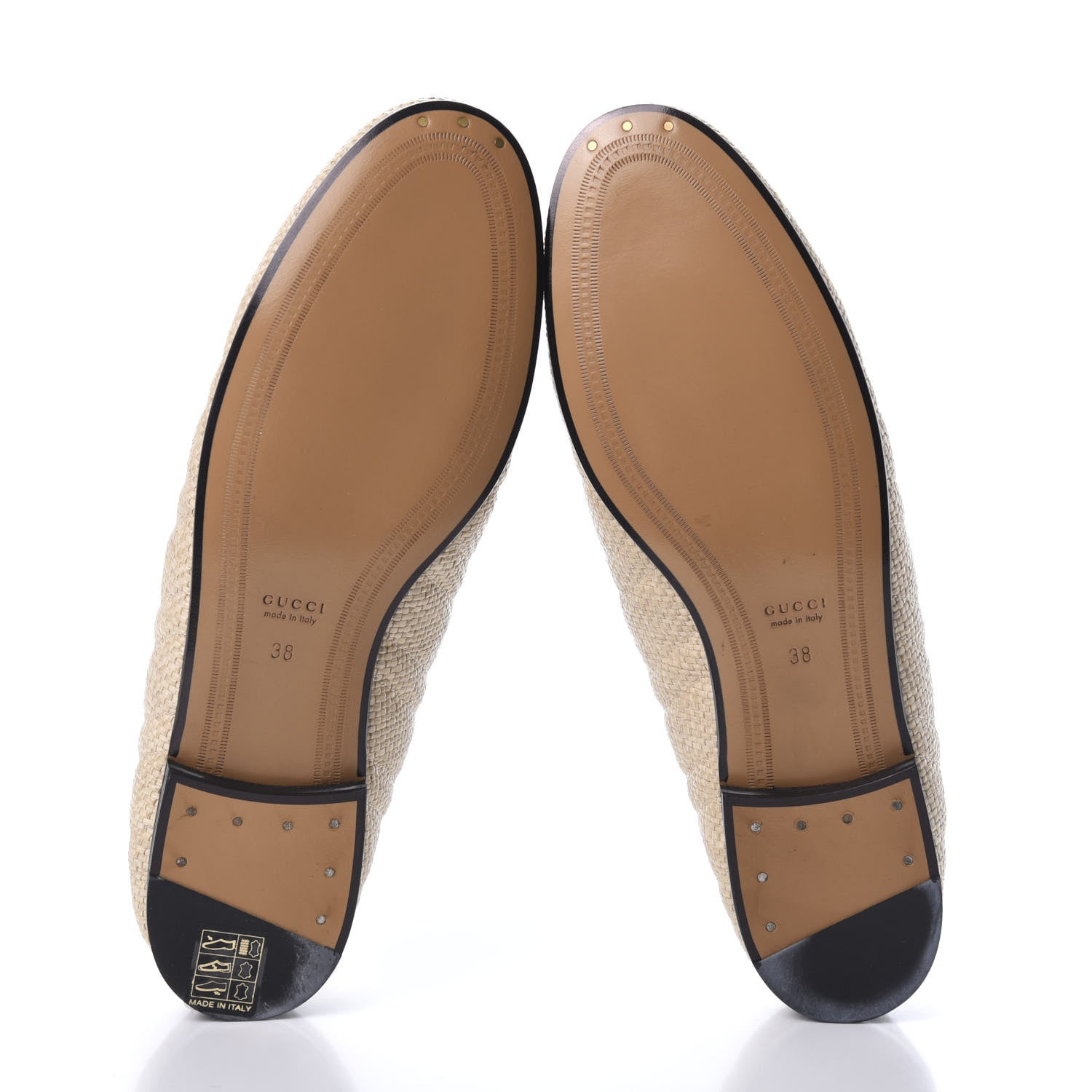 Gucci Raffia Elaphe Matelasse Horsebit Womens Jordaan Loafers 38 Natural Cream Brown 5 of 9