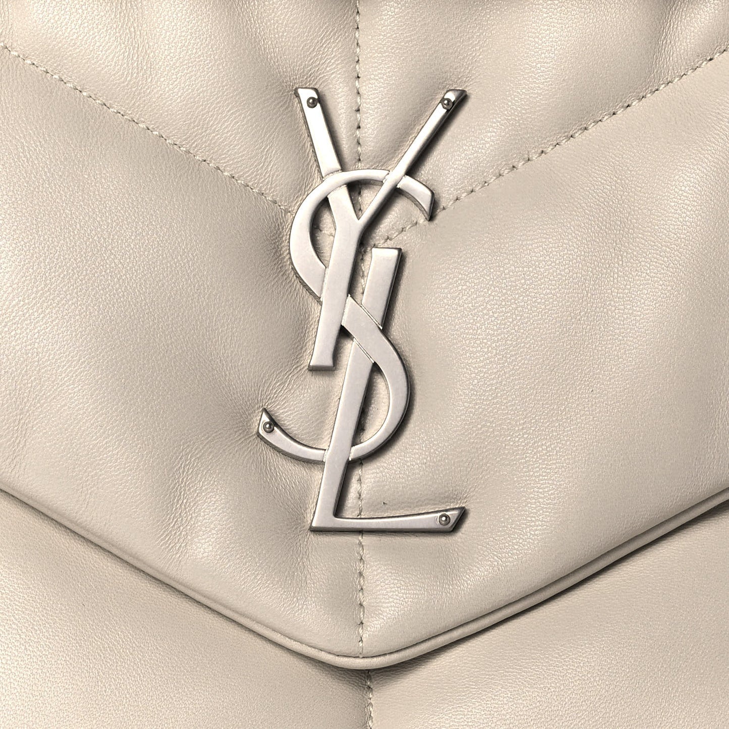 Lambskin Quilted Medium Loulou Puffer Monogram Chain Satchel Crema Soft
