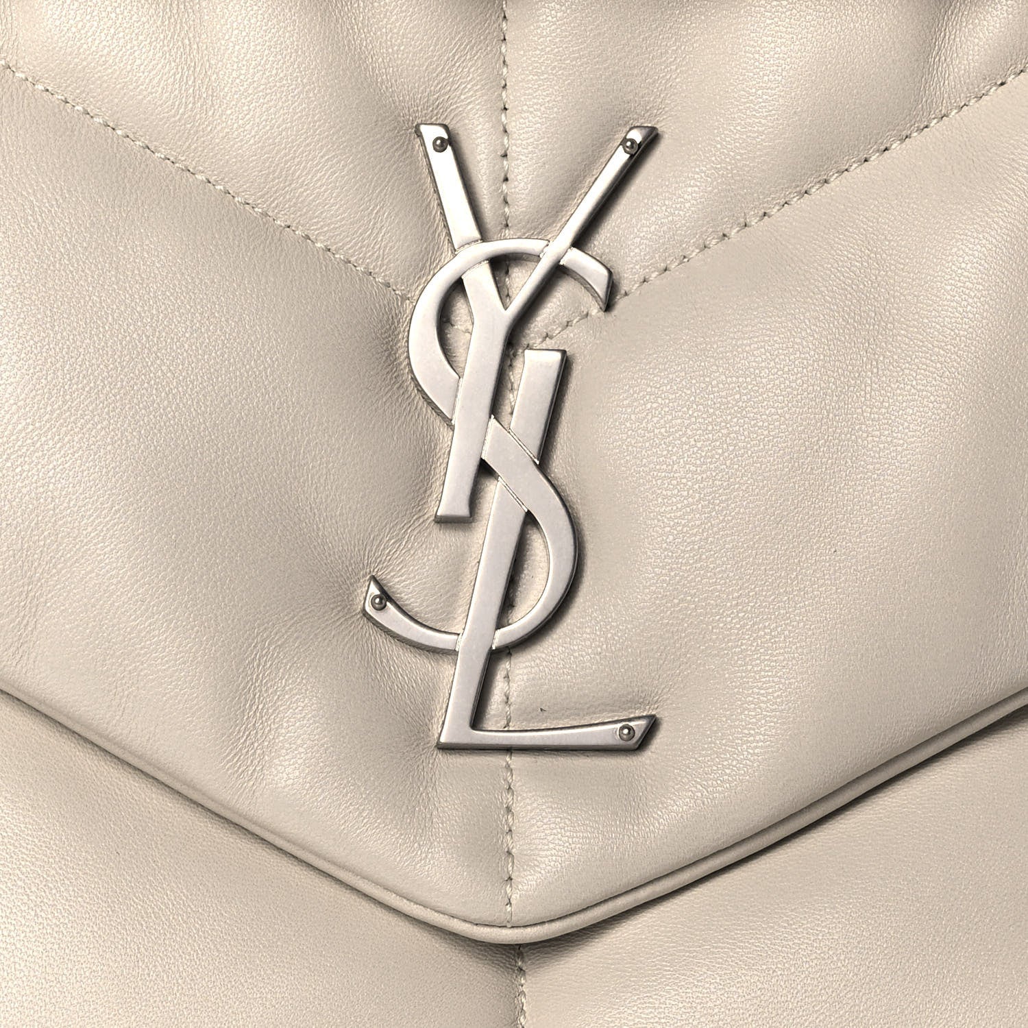 Saint Laurent Lambskin Quilted Medium Loulou Puffer Monogram Chain Satchel Crema Soft 8 of 11