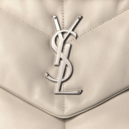 Saint Laurent Lambskin Quilted Medium Loulou Puffer Monogram Chain Satchel Crema Soft 8 of 11