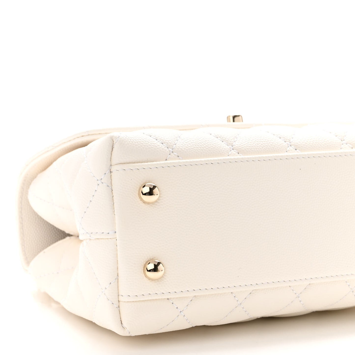 Caviar Quilted Mini Coco Handle Flap White