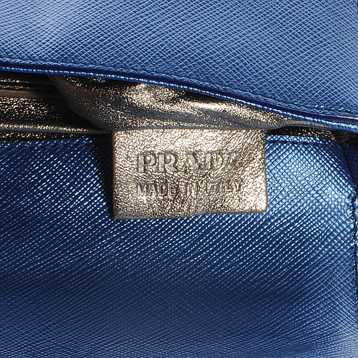 Prada Saffiano Mordore Box Clutch Denim 10 of 10