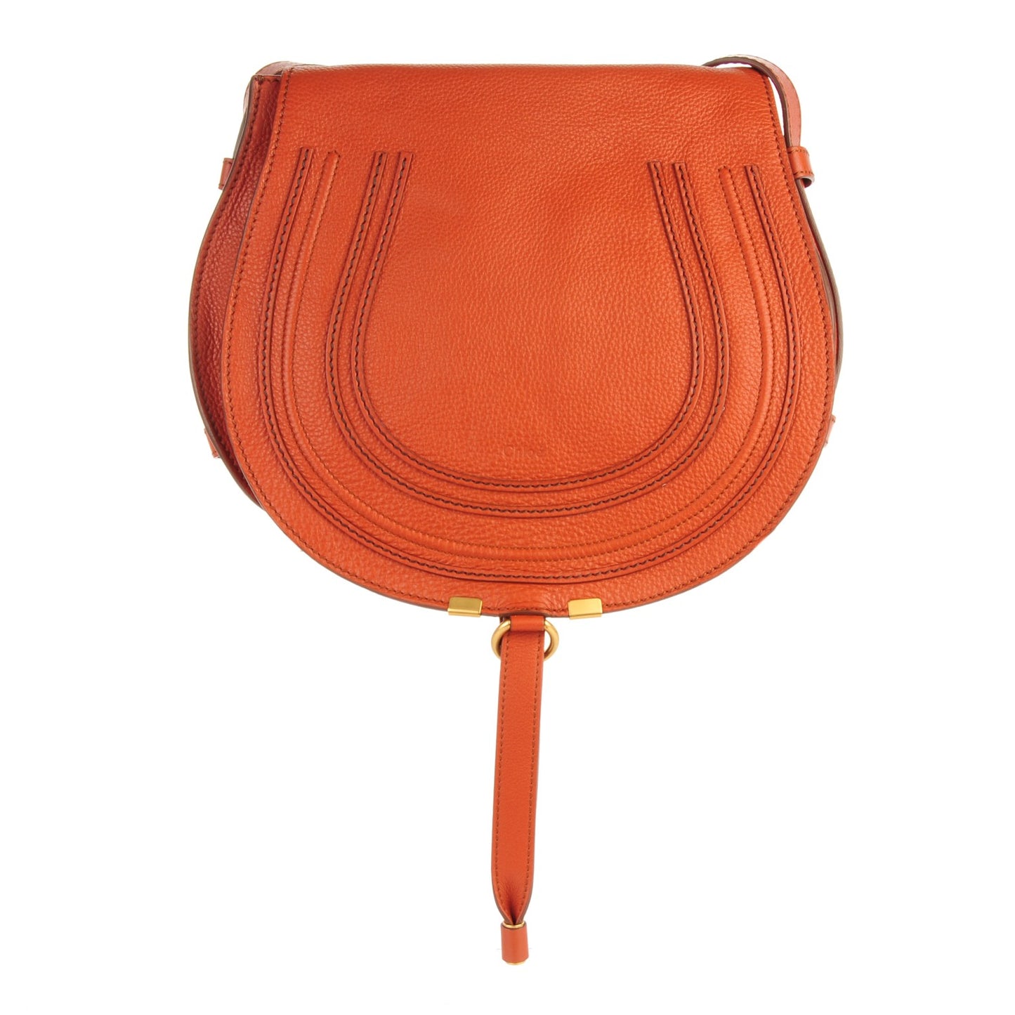 Calfskin Medium Marcie Round Crossbody Bag Whiskey