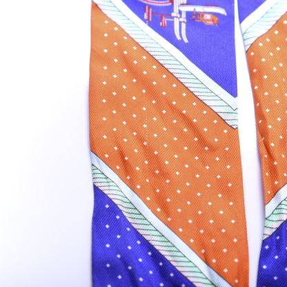Hermes Silk Les Voitures A Transformation Twilly Ultra Violet Orange Cobalt 5 of 5