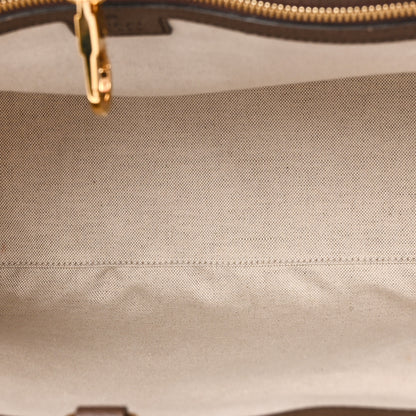 Gucci Monogram Jumbo GG Textured Dollar Calfskin Web Tote Bag Camel Ebony New Acero 5 of 10