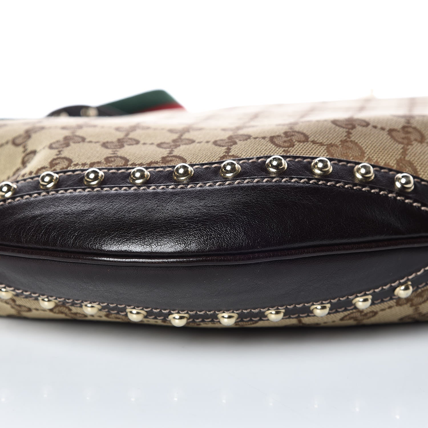 Gucci Monogram Web Pelham Studded Shoulder Bag Brown 5 of 10