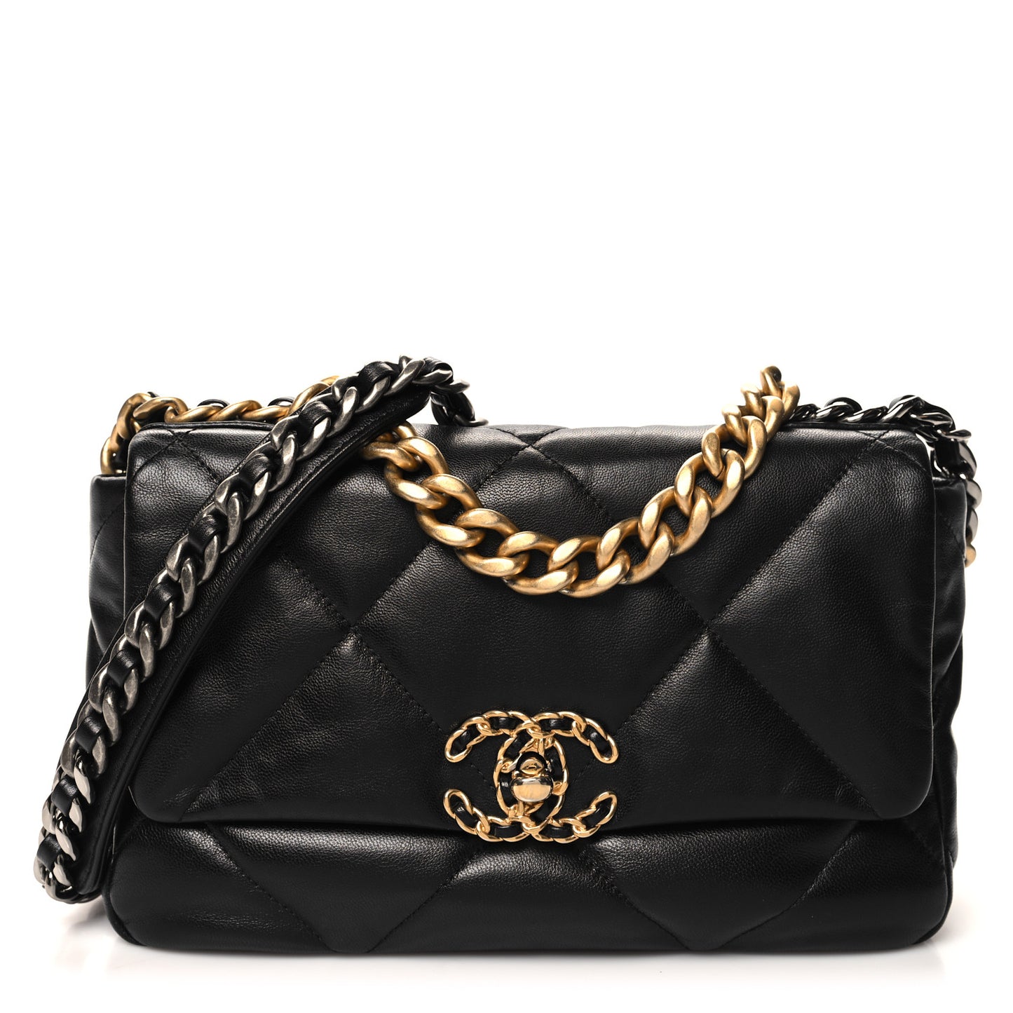Goatskin Quilted Medium Chanel 19 Flap Black