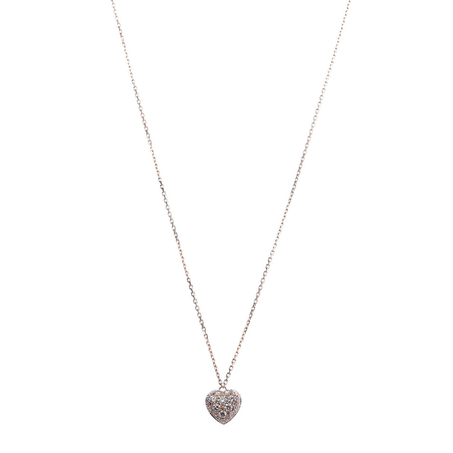Cartier 18K Pink Gold Diamond Heart Paved Pendant Necklace 1 of 6