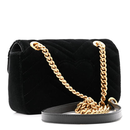 Gucci Velvet Matelasse Mini GG Marmont Black 3 of 10
