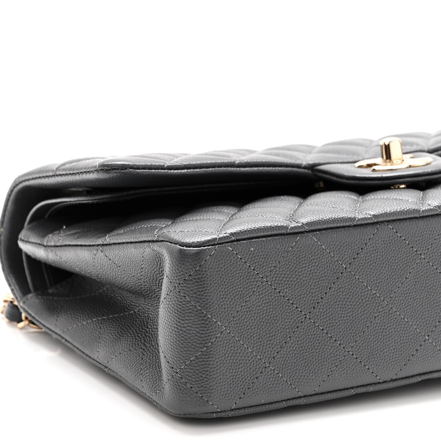 Chanel Caviar Quilted Medium Double Flap Dark Grey 9 of 11