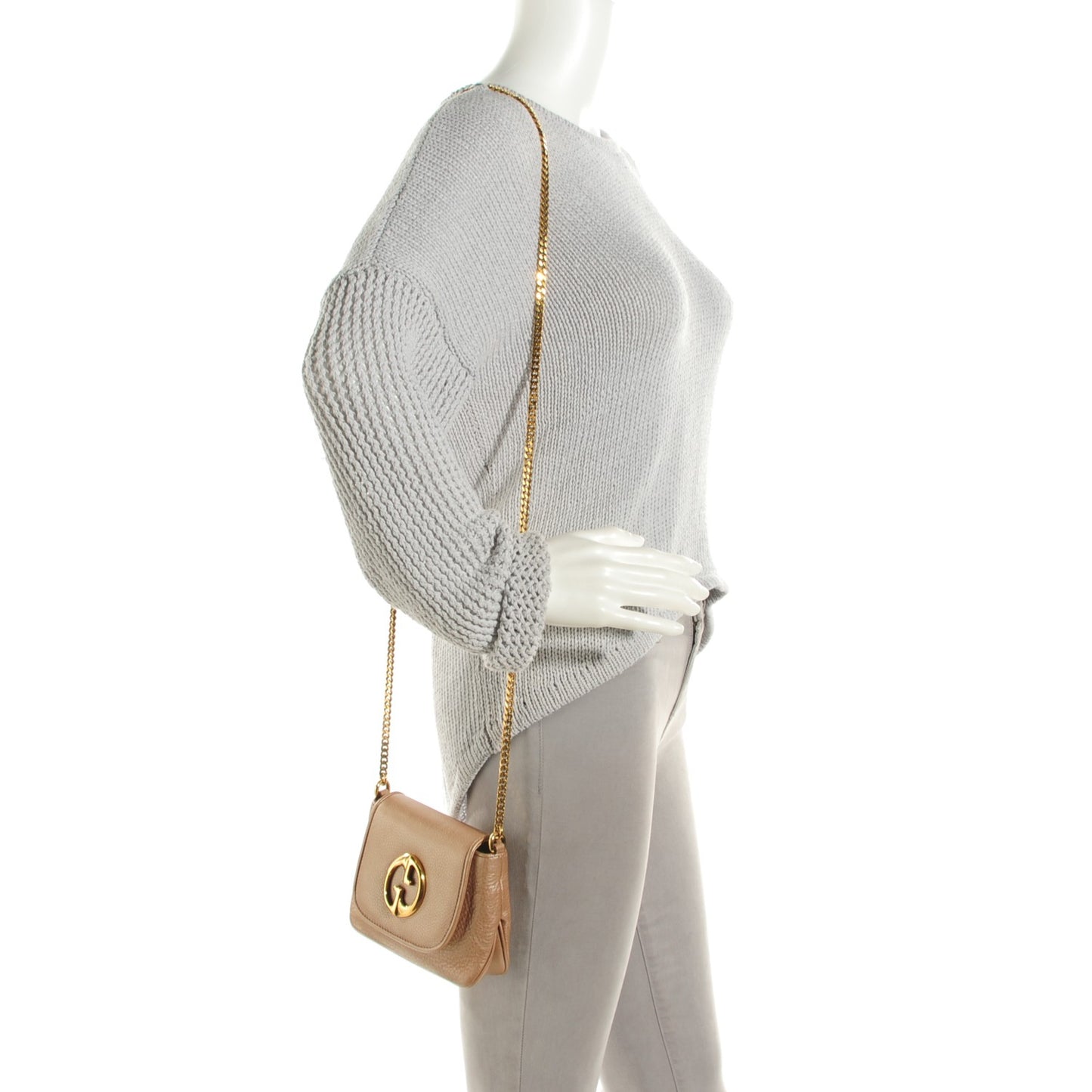 Dollar Calfskin Small 1973 Chain Shoulder Bag Camelia