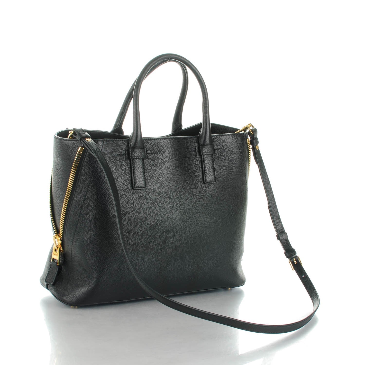 Tom Ford Pebbled Calfskin Medium Jennifer Zip Tote Black 3 of 6