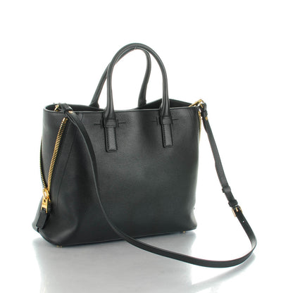 Tom Ford Pebbled Calfskin Medium Jennifer Zip Tote Black 3 of 6
