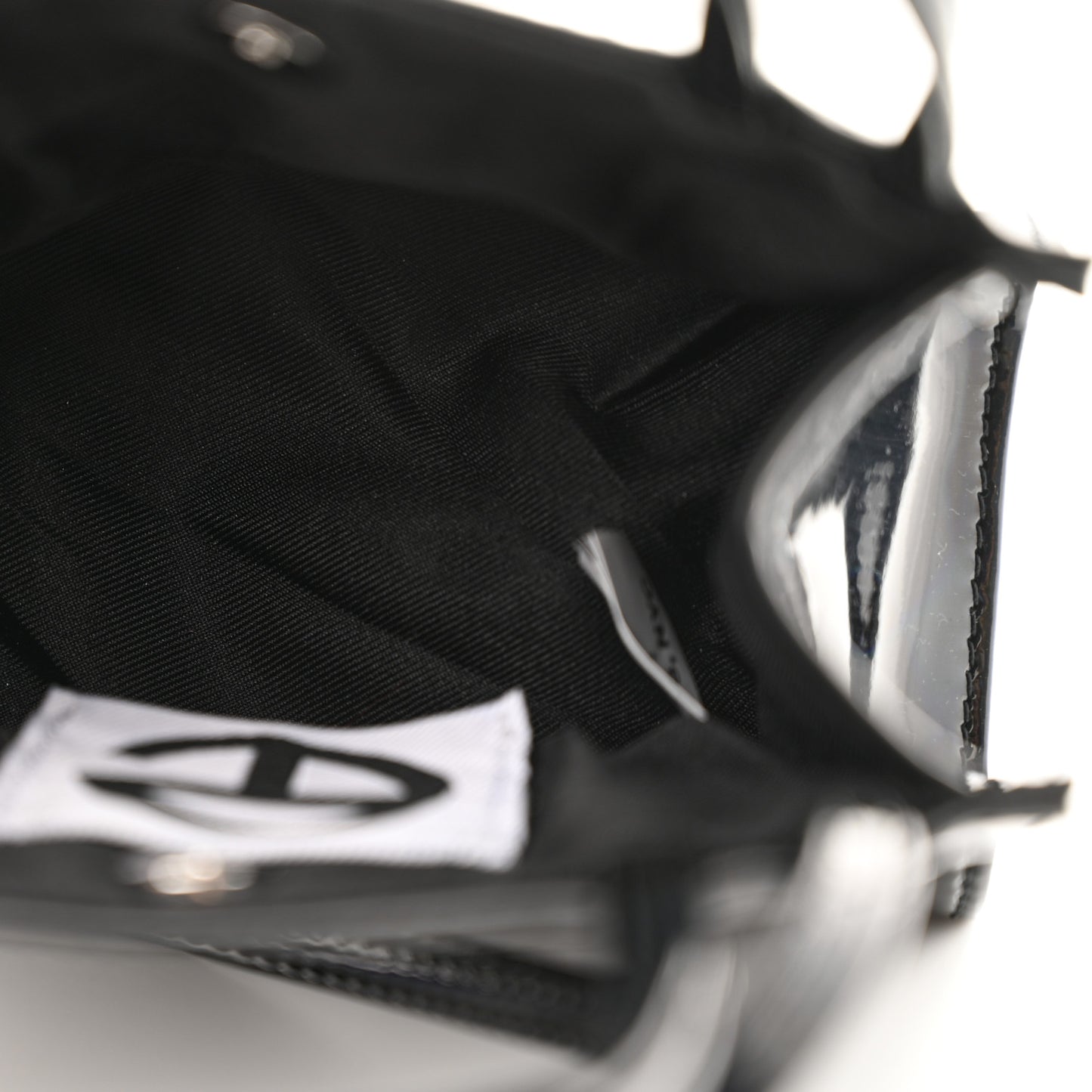 Patent Vegan Leather Small Shopping Bag Black Rainbow