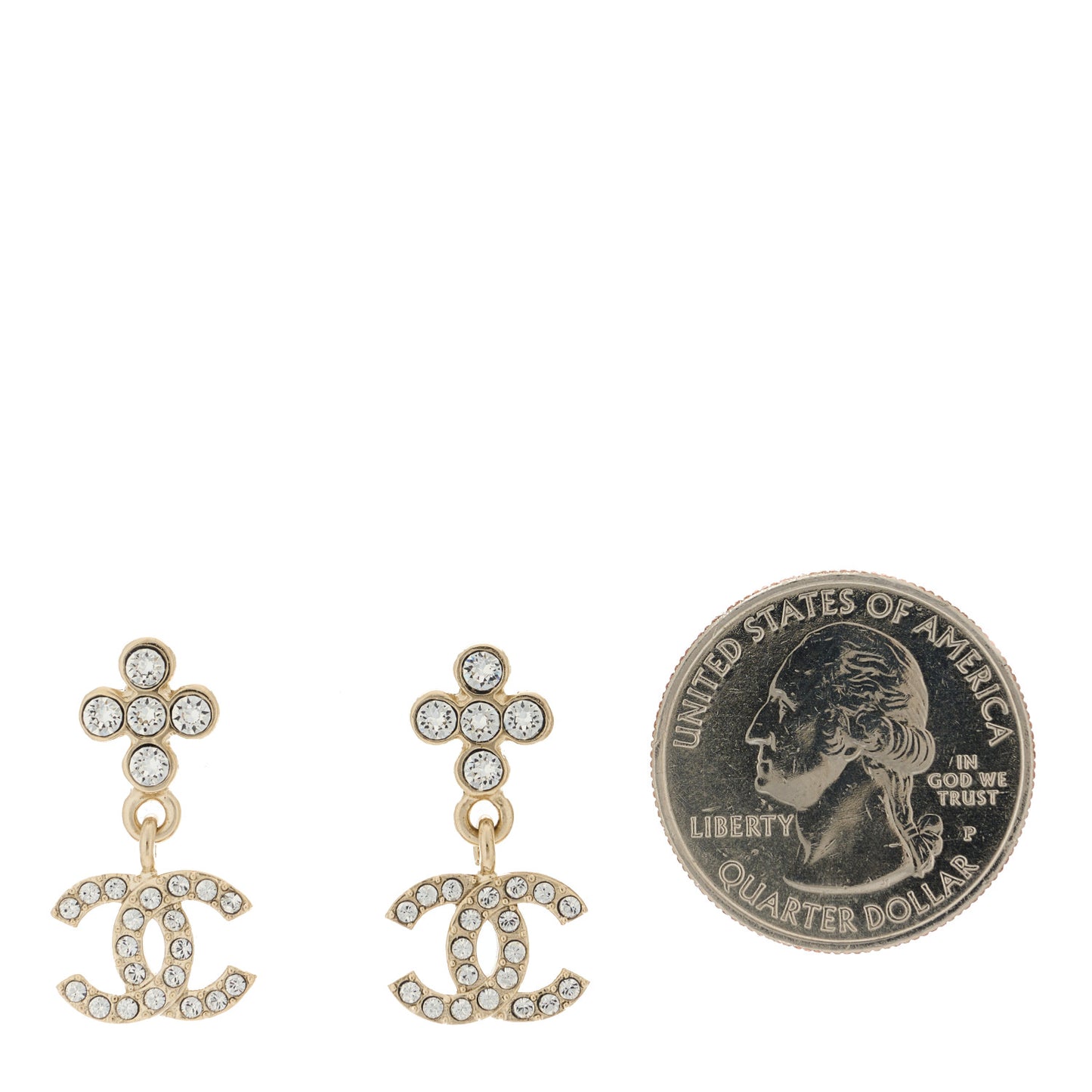 Crystal CC Drop Earrings Gold