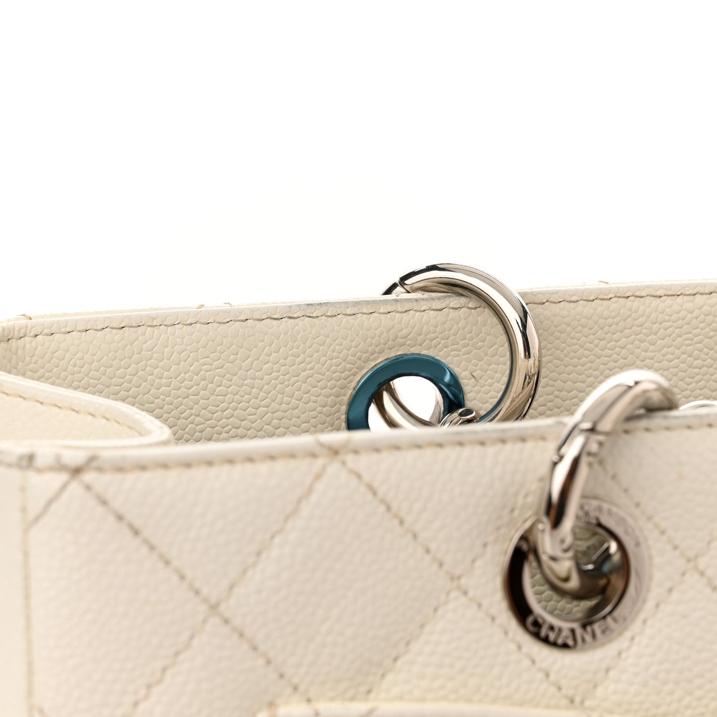 Caviar Quilted Grand Shopping Tote GST White