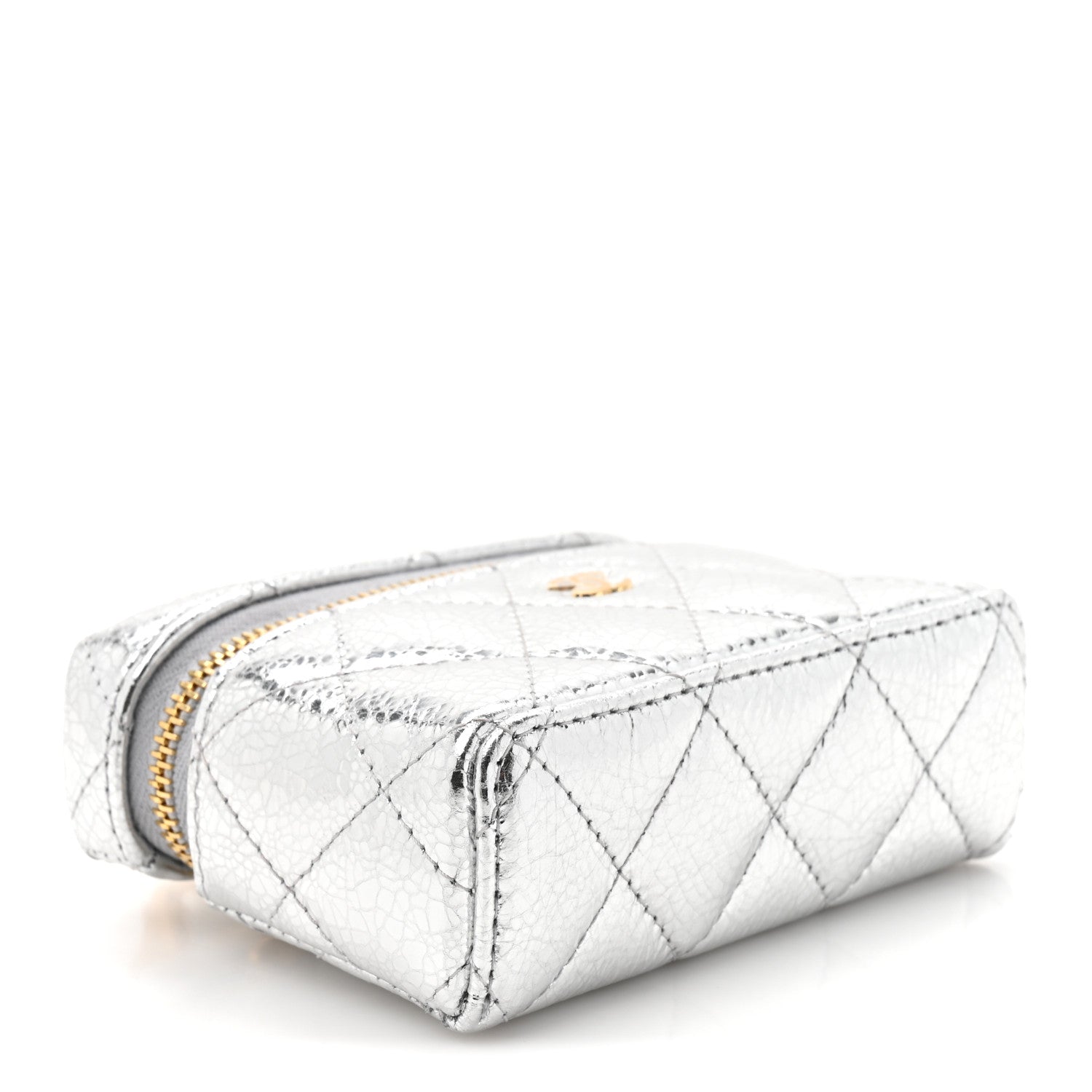 Chanel Metallic Calfskin Quilted Mini Vanity Bag Charm With Hook Silver 10 of 11