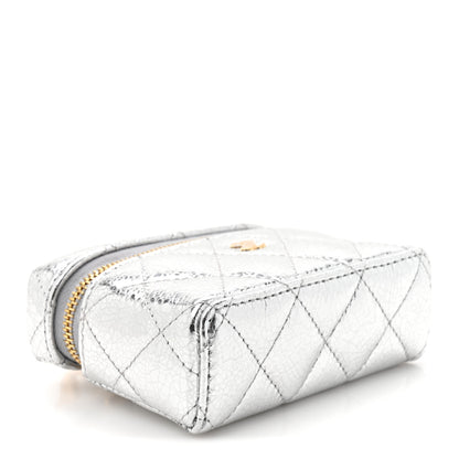 Chanel Metallic Calfskin Quilted Mini Vanity Bag Charm With Hook Silver 10 of 11
