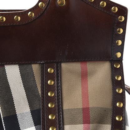 Burberry House Check Studded Large Greenham Tote Dark Tan 9 of 11