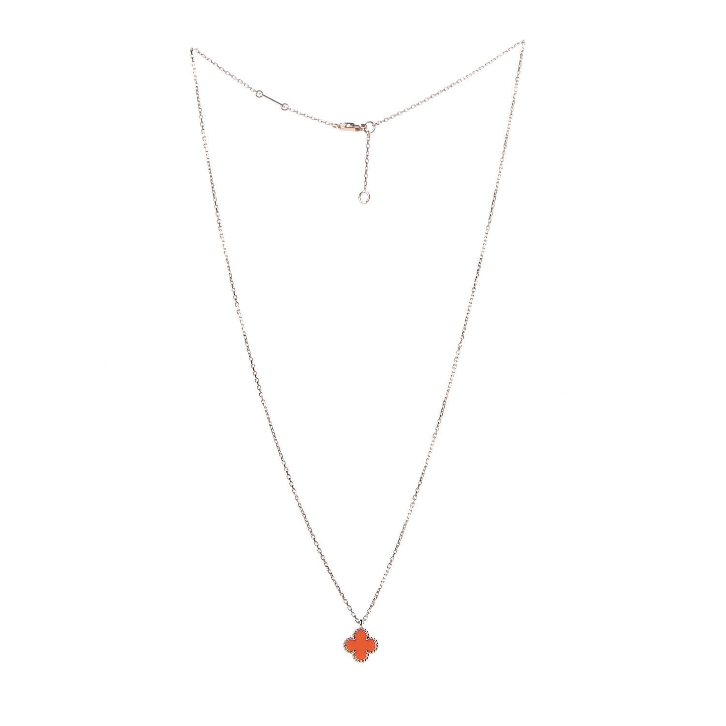 18K Rose Gold Carnelian Sweet Alhambra Pendant Necklace