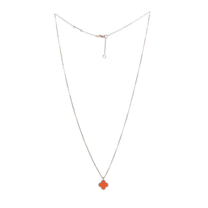 Van Cleef & Arpels 18K Rose Gold Carnelian Sweet Alhambra Pendant Necklace 3 of 8