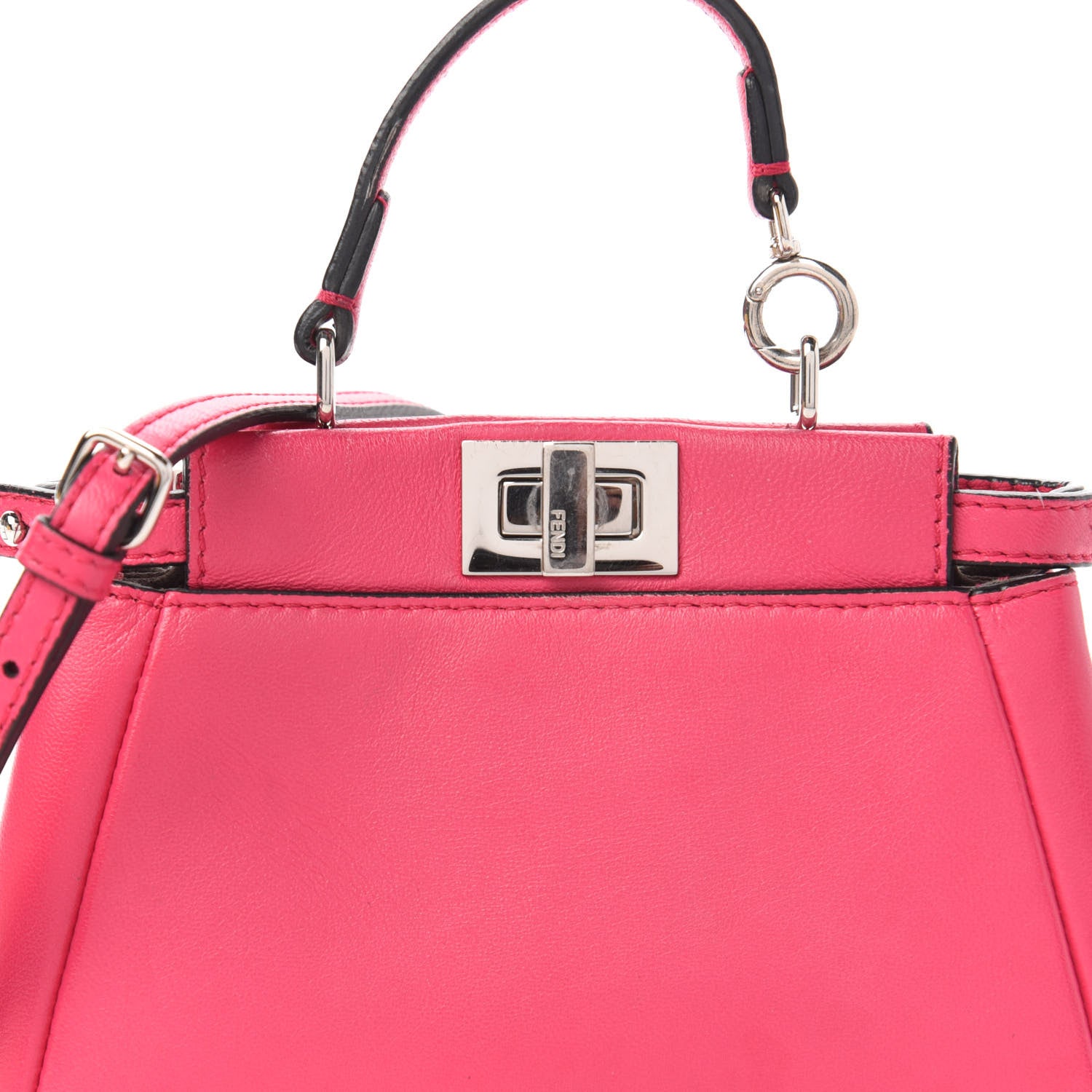 Fendi Shiny Nappa Micro Peekaboo Iconic Satchel Fuxia 9 of 10