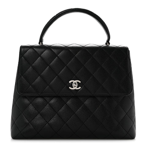 Caviar Quilted Jumbo Kelly Flap Black