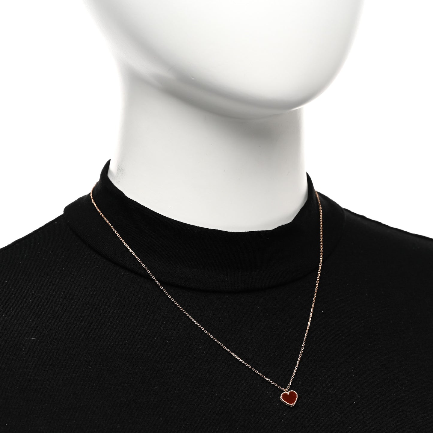 18k Rose Gold Carnelian Sweet Alhambra Heart Pendant Necklace