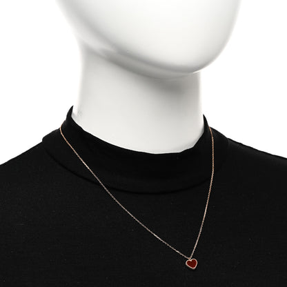 Van Cleef & Arpels 18k Rose Gold Carnelian Sweet Alhambra Heart Pendant Necklace 2 of 6