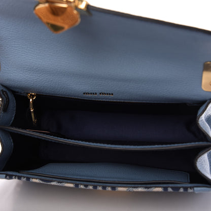 Miu Miu Jacquard Madras Confidential Logo Shoulder Bag Blue 6 of 12