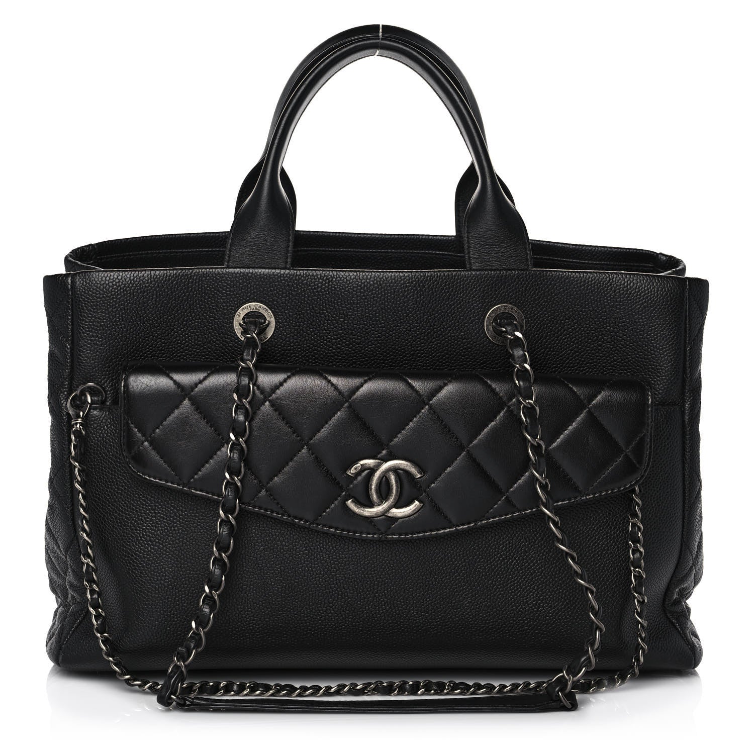 Chanel Caviar Lambskin Quilted Large Coco Break Shopping Bag Black 1 of 11