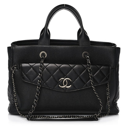 Chanel Caviar Lambskin Quilted Large Coco Break Shopping Bag Black 1 of 11