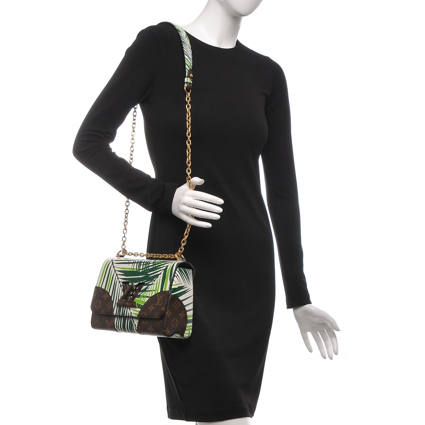 Monogram Palm Twist Shoulder Bag MM Vert White