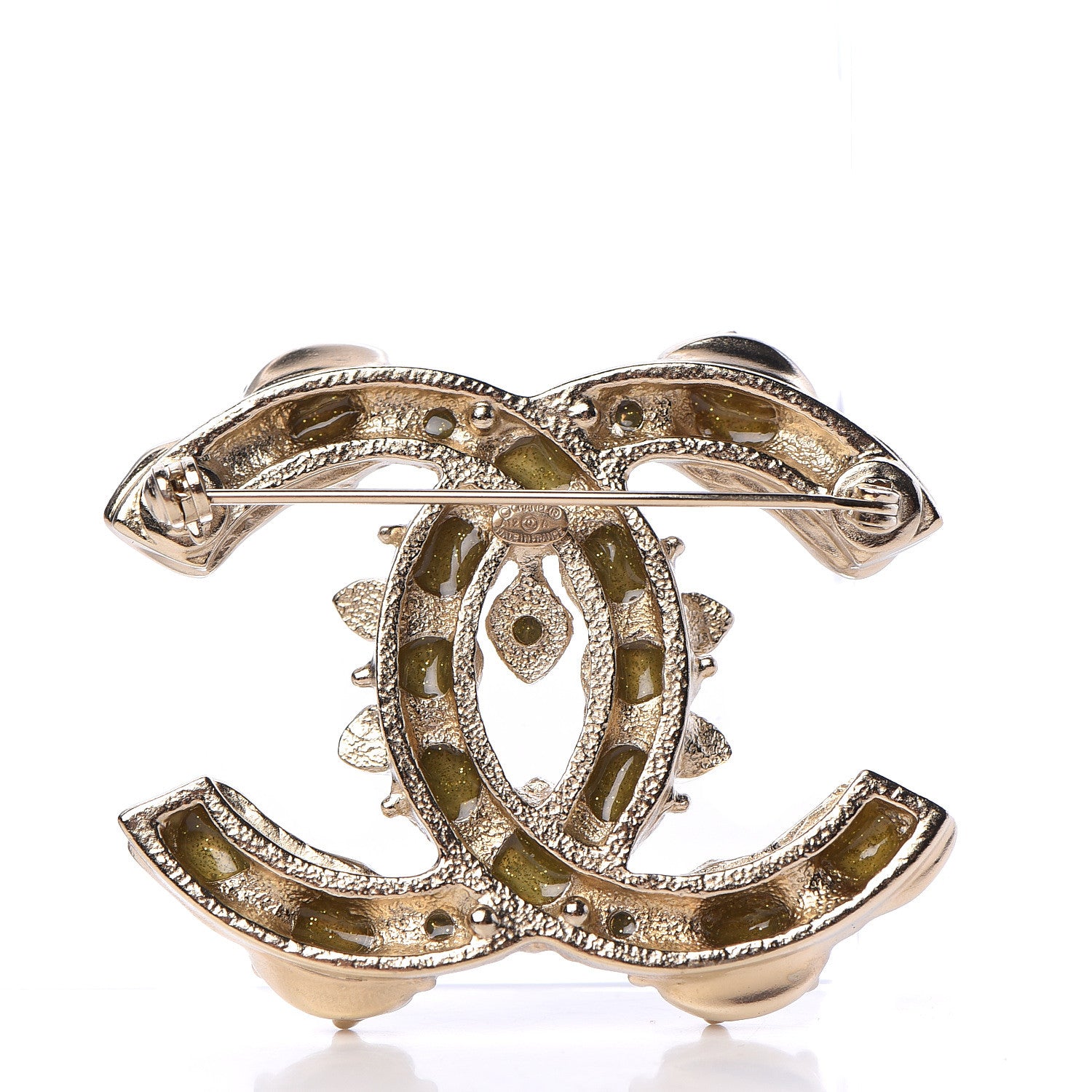 Chanel Resin CC Brooch Gold 3 of 5