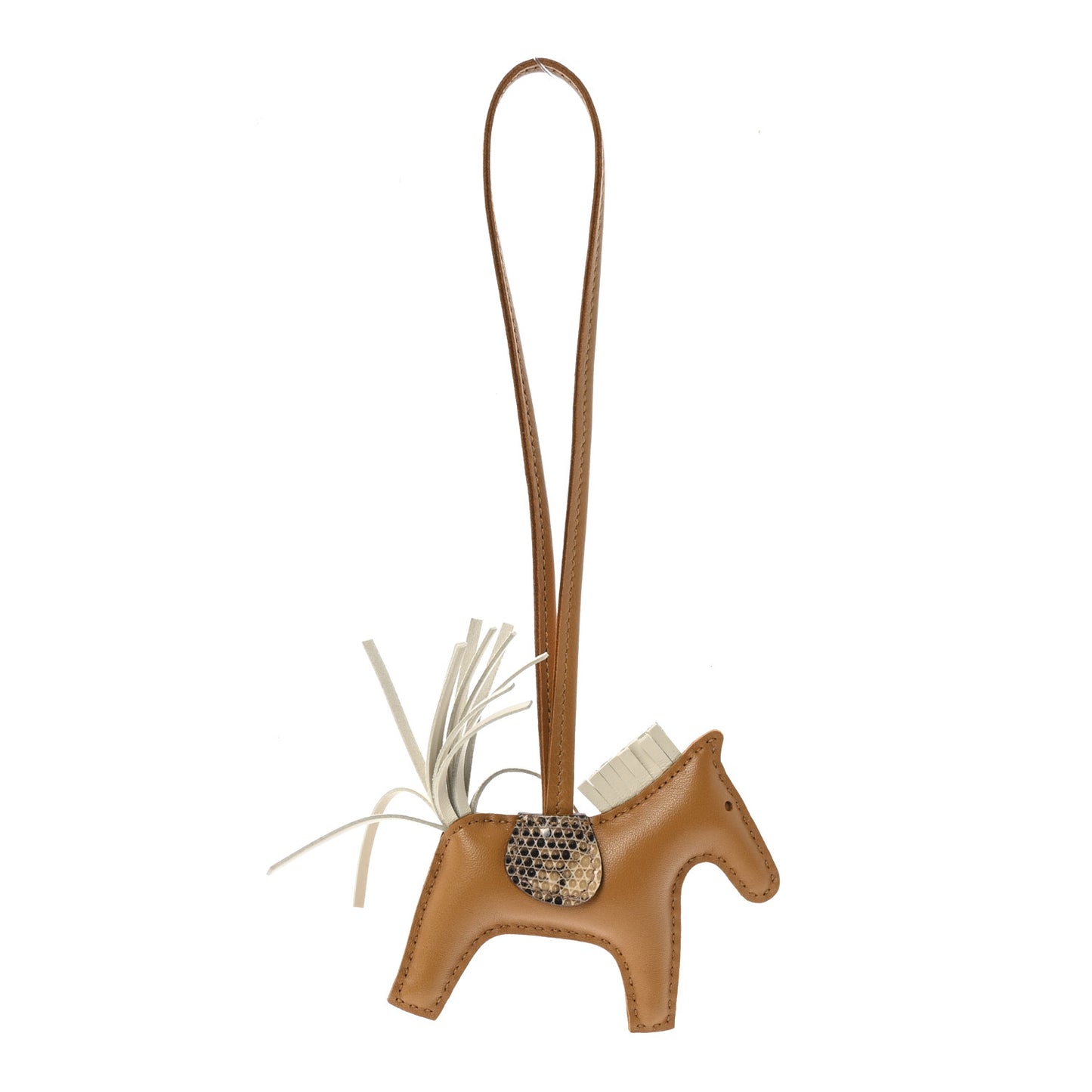 Milo Lambskin Lizard Touch Grigri Rodeo Horse Bag Charm PM Sesame Craie Desert