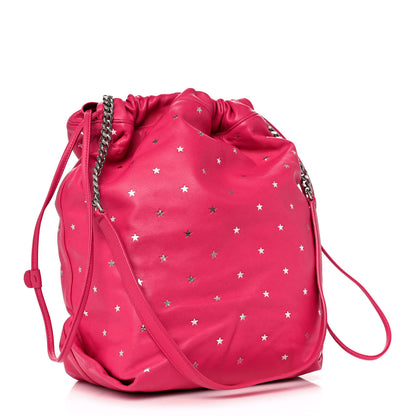 Saint Laurent Lambskin Star Printed Teddy Drawstring Bag Fuchsia 4 of 16