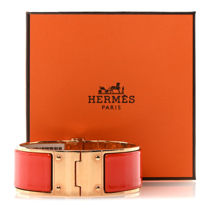 Hermes Enamel Charniere Uni Wide Hinged Bracelet L Rouge Vermillon 5 of 5