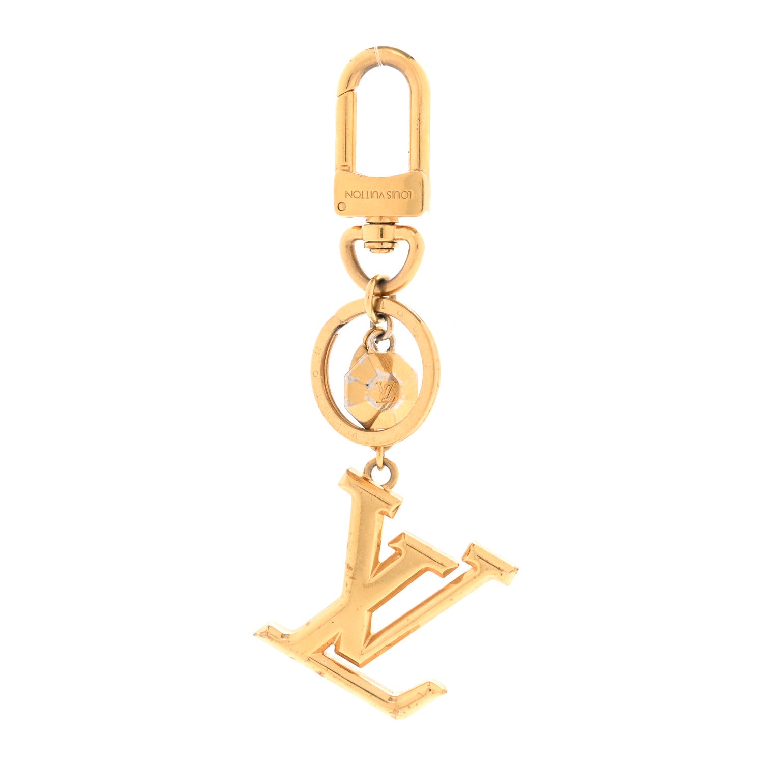 Louis Vuitton Metal LV Facettes Bag Charm Key Holder Gold 1 of 5
